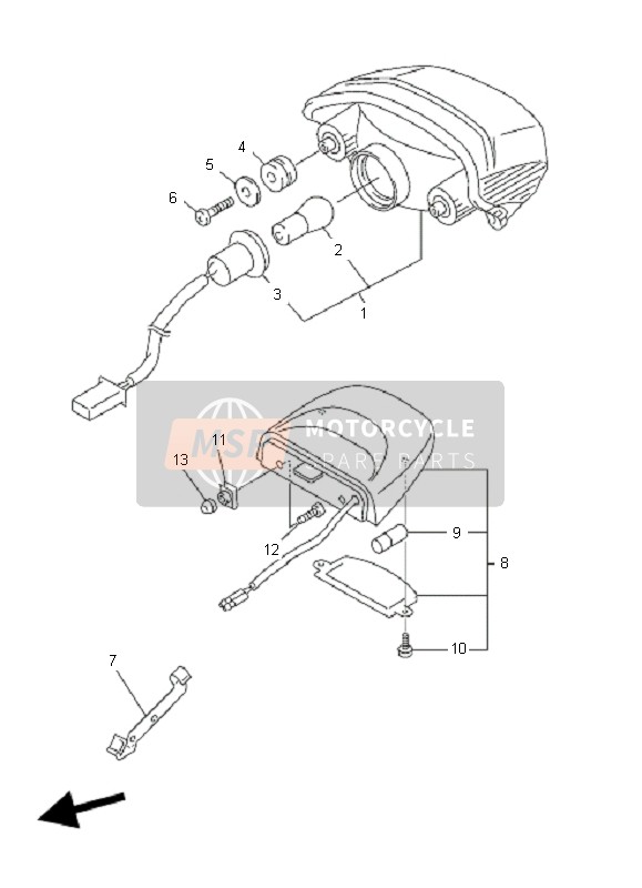 Yamaha FZ6-NHG 2008 RÜCKLICHT für ein 2008 Yamaha FZ6-NHG