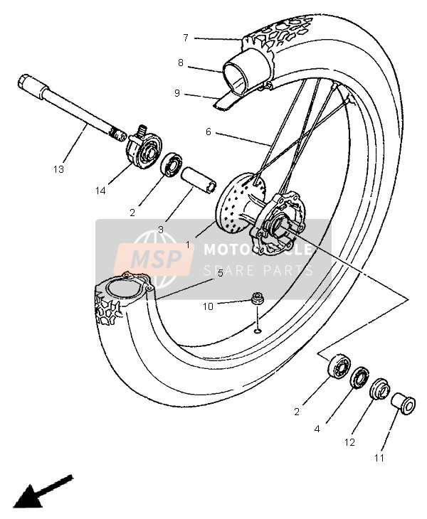 Yamaha DT125R 1998 Front Wheel for a 1998 Yamaha DT125R