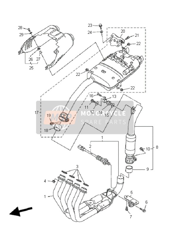 Yamaha FZ6-SAHG 2008 Échappement pour un 2008 Yamaha FZ6-SAHG