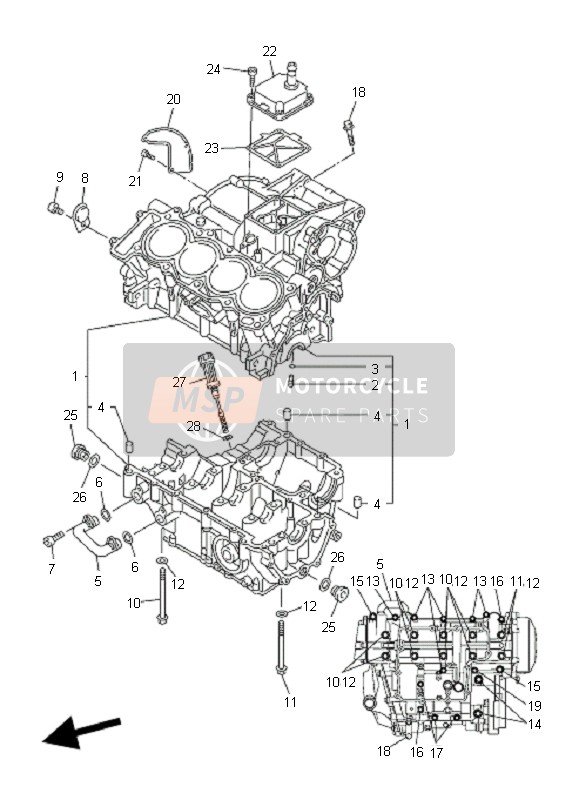 Yamaha FZ6-SAHG 2008 Crankcase for a 2008 Yamaha FZ6-SAHG