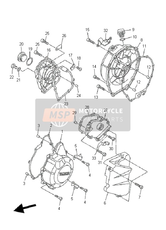 Yamaha FZ6-SAHG 2008 Crankcase Cover 1 for a 2008 Yamaha FZ6-SAHG