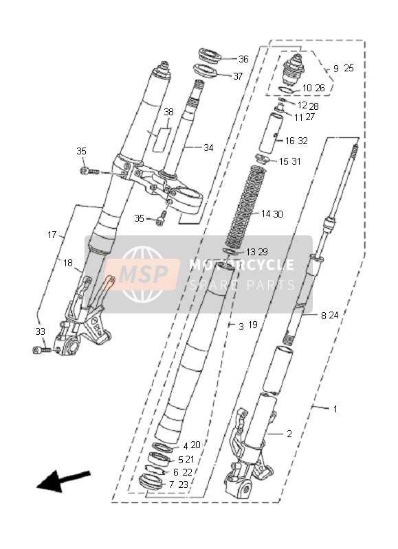 Yamaha MT01 2008 Front Fork for a 2008 Yamaha MT01