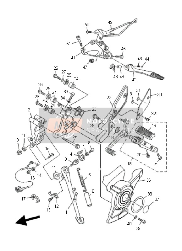 Yamaha MT01 2008 Stand & Footrest for a 2008 Yamaha MT01