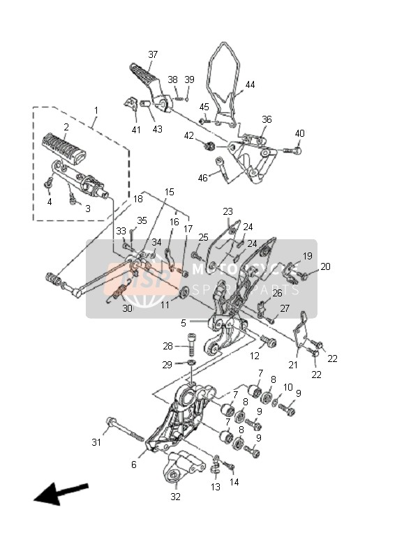 Yamaha MT01 2008 Stand & Footrest 2 for a 2008 Yamaha MT01