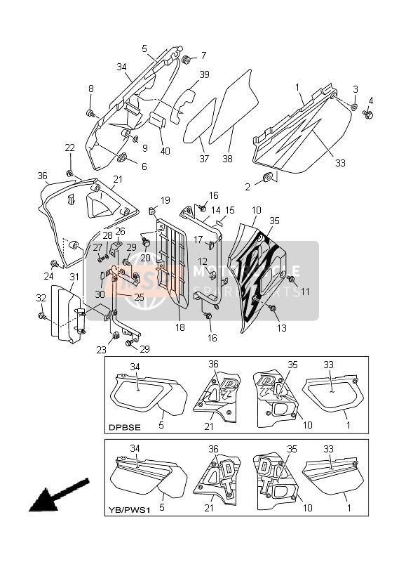 Yamaha DT125RE 1998 Cubierta lateral para un 1998 Yamaha DT125RE