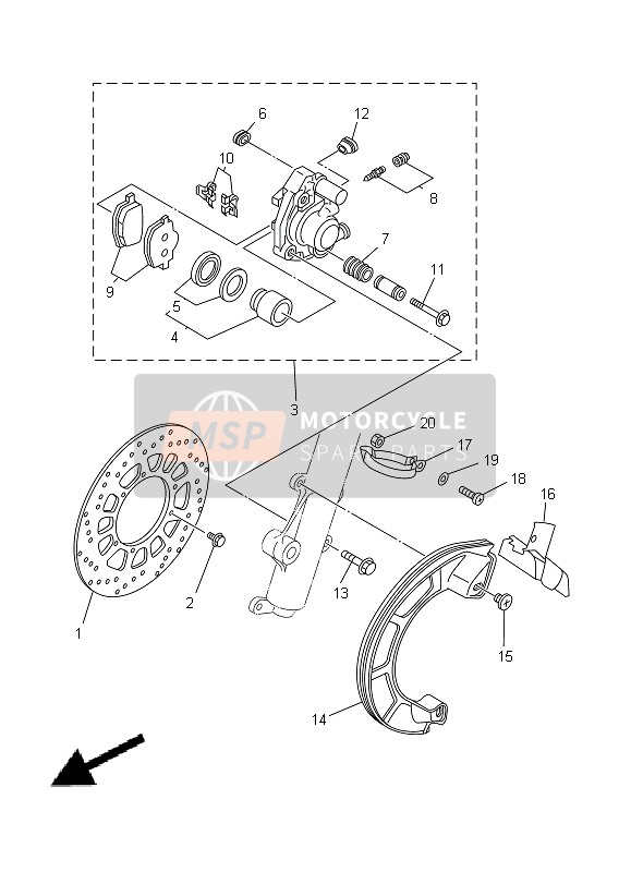 Yamaha DT125RE 1998 Étrier de frein avant pour un 1998 Yamaha DT125RE