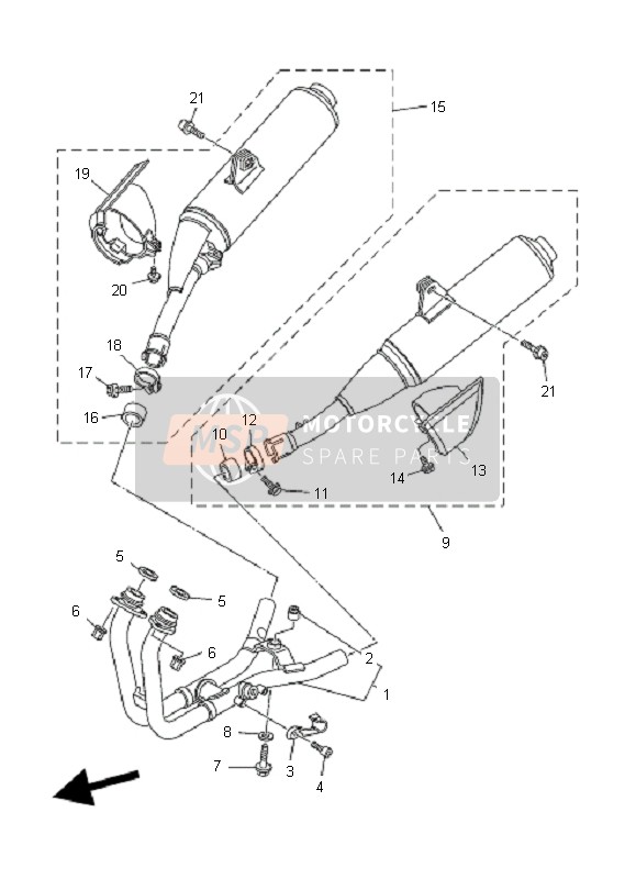 Yamaha TDM900 2008 Exhaust for a 2008 Yamaha TDM900