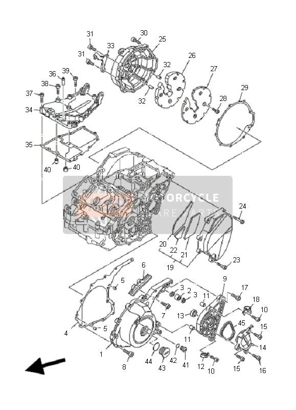 Yamaha TDM900 2008 Coperchio del carter 1 per un 2008 Yamaha TDM900