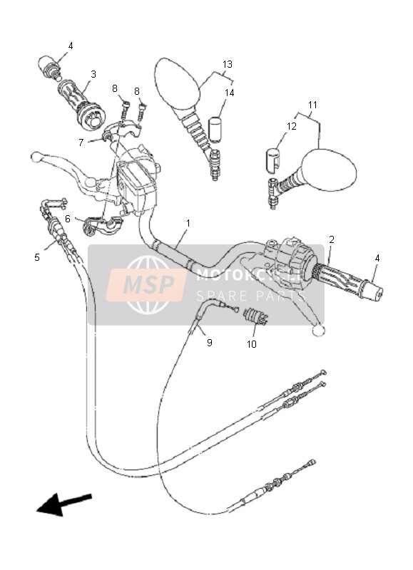 Yamaha TDM900 2008 Manija de dirección & Cable para un 2008 Yamaha TDM900