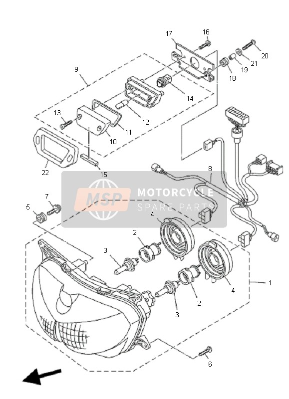 Yamaha TDM900 2008 Headlight for a 2008 Yamaha TDM900