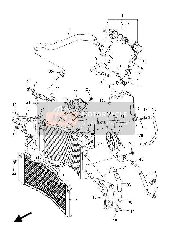 Yamaha FZ1-SA 2012 Radiator & Hose for a 2012 Yamaha FZ1-SA