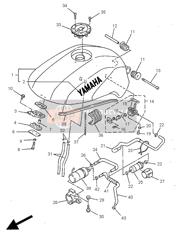 Yamaha FZS600 1998 Réservoir d'essence pour un 1998 Yamaha FZS600