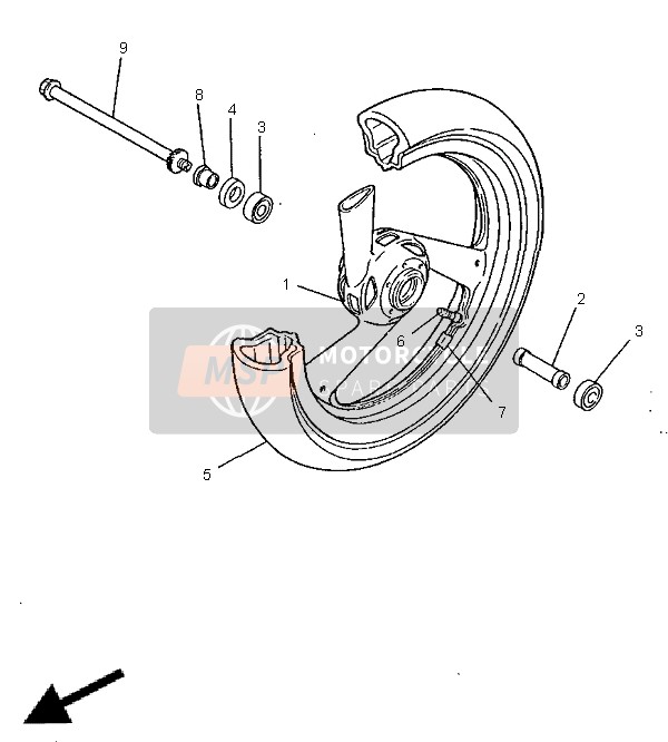 Yamaha FZS600 1998 Ruota anteriore per un 1998 Yamaha FZS600