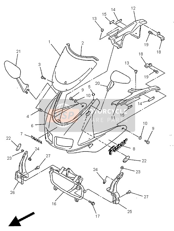 Yamaha FZS600 1998 Cowling 1 for a 1998 Yamaha FZS600