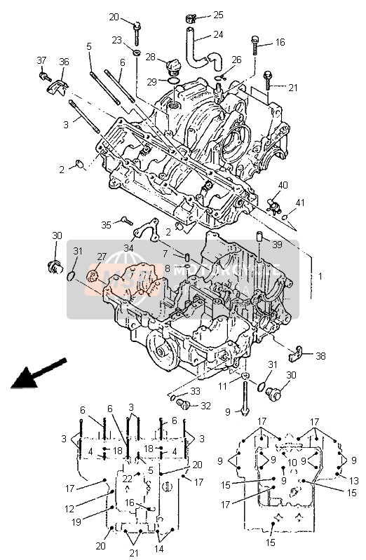 Yamaha GTS1000 1998 Crankcase for a 1998 Yamaha GTS1000