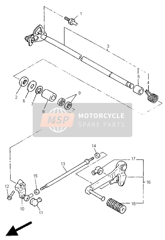 Yamaha GTS1000 1998 Arbre de changement de vitesse pour un 1998 Yamaha GTS1000