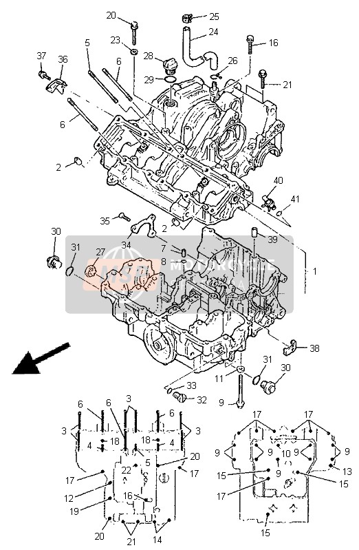 Yamaha GTS1000A 1998 Crankcase for a 1998 Yamaha GTS1000A