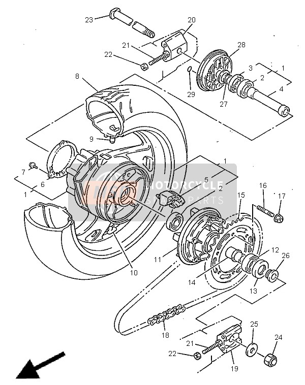 3GM253811000, Radachse, Yamaha, 2