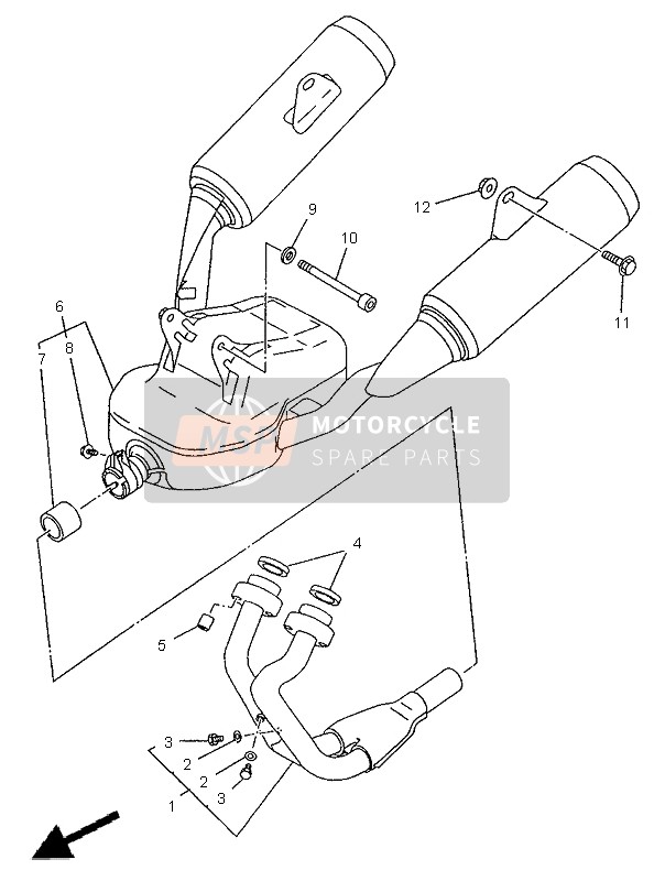 Yamaha TDM850 1998 Exhaust for a 1998 Yamaha TDM850