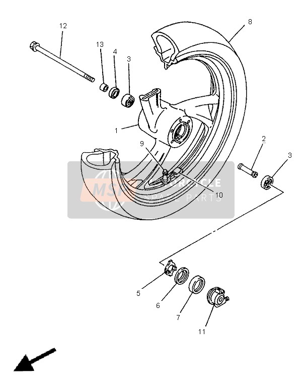 Yamaha TDM850 1998 Front Wheel for a 1998 Yamaha TDM850