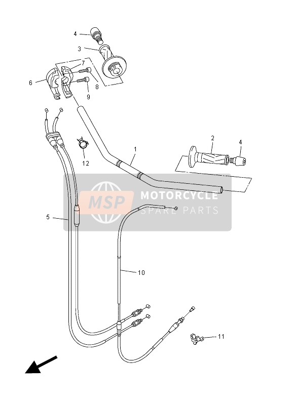 Yamaha FZ1-SA 2012 Poignée de direction & Câble pour un 2012 Yamaha FZ1-SA