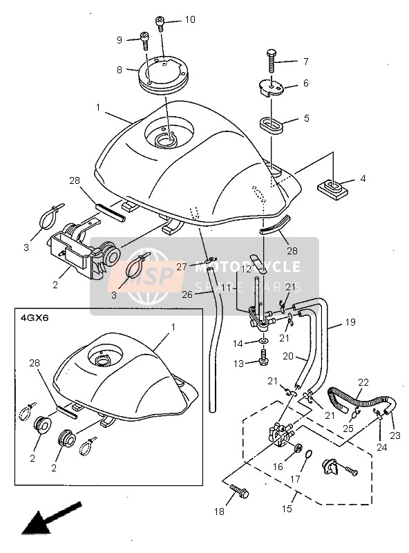 Yamaha TDR125 1998 Fuel Tank for a 1998 Yamaha TDR125