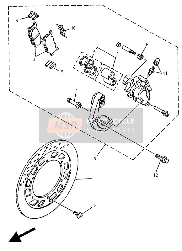 Yamaha TDR125 1998 Pinza de freno delantero para un 1998 Yamaha TDR125