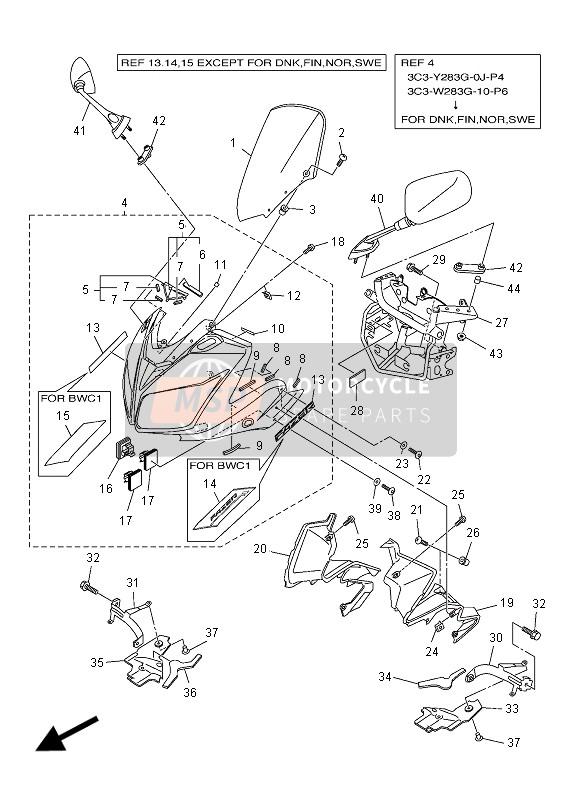 Yamaha FZ1-SA 2012 Cowling 1 for a 2012 Yamaha FZ1-SA