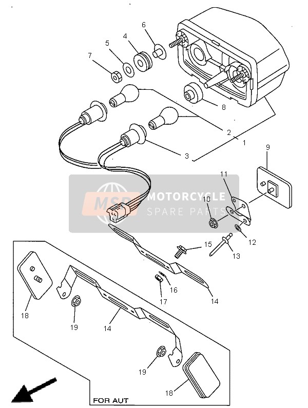 Yamaha TDR125 1998 RÜCKLICHT für ein 1998 Yamaha TDR125