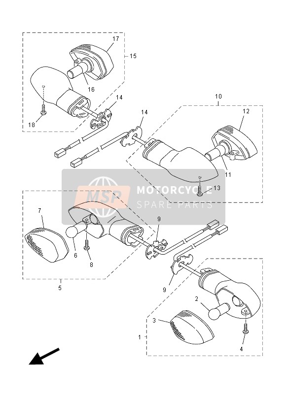 Yamaha FZ1-SA 2012 Knipperlicht voor een 2012 Yamaha FZ1-SA