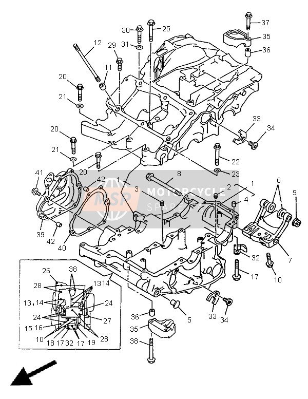 Yamaha TRX850 1998 Crankcase for a 1998 Yamaha TRX850