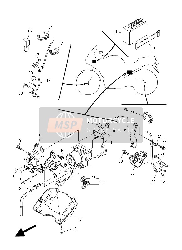 5D0859700100, Wheel Sensor Assy, Front, Yamaha, 3