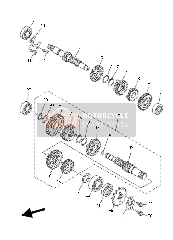 Yamaha XT125R 2008 Transmission for a 2008 Yamaha XT125R