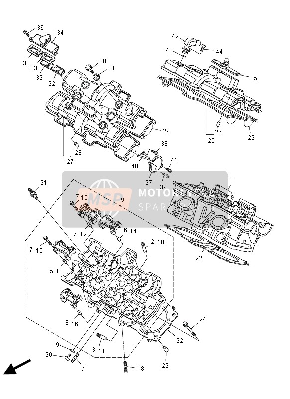 2S3111030900, Cylinder Head Assy 2, Yamaha, 0