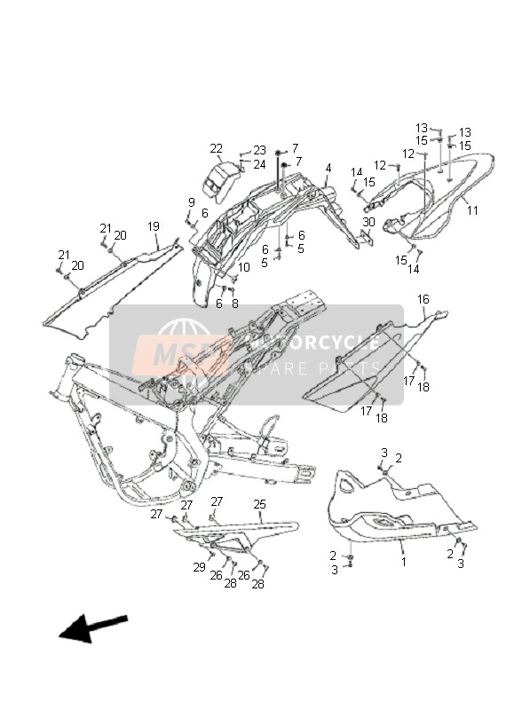 Yamaha XT125X 2008 Corpo posteriore per un 2008 Yamaha XT125X