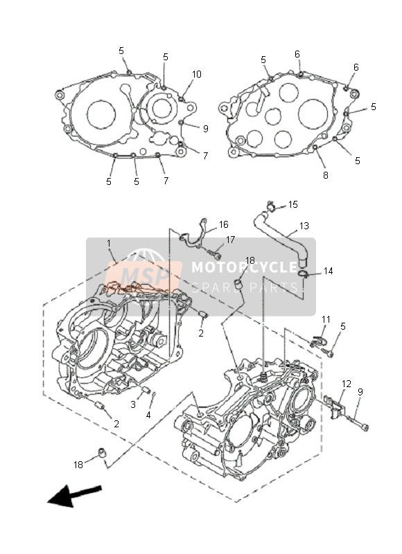 Yamaha XT660R 2008 Crankcase for a 2008 Yamaha XT660R