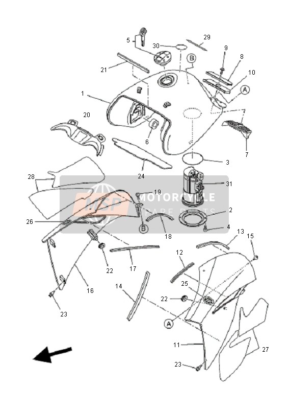 Yamaha XT660R 2008 Réservoir d'essence pour un 2008 Yamaha XT660R