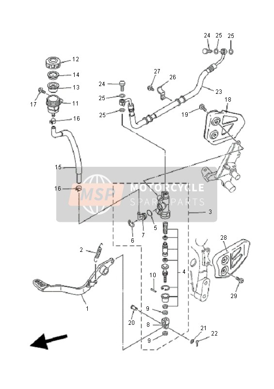 Yamaha XT660R 2008 Rear Master Cylinder for a 2008 Yamaha XT660R