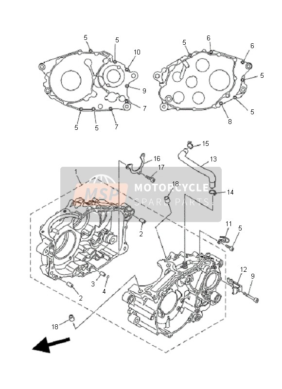 Yamaha XT660X 2008 Crankcase for a 2008 Yamaha XT660X