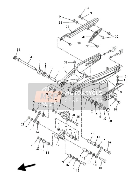 Yamaha XT660X 2008 Rear Arm for a 2008 Yamaha XT660X