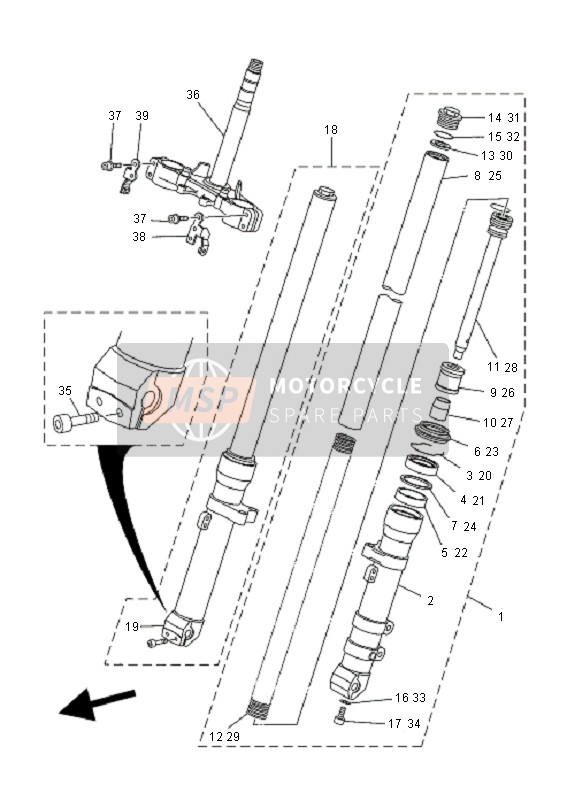 Yamaha XT660X 2008 Front Fork for a 2008 Yamaha XT660X