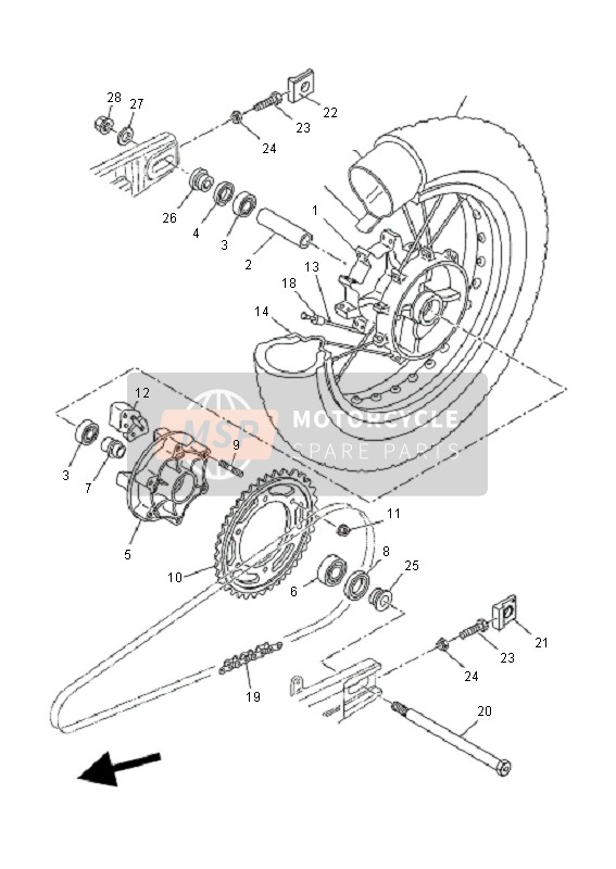 Yamaha XT660X 2008 Rear Wheel for a 2008 Yamaha XT660X