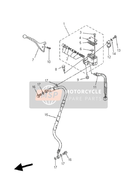 Yamaha XT660X 2008 Cilindro maestro delantero para un 2008 Yamaha XT660X