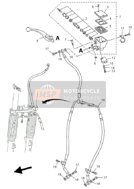 Yamaha XT660Z TENERE 2008 Pompa freno anteriore per un 2008 Yamaha XT660Z TENERE