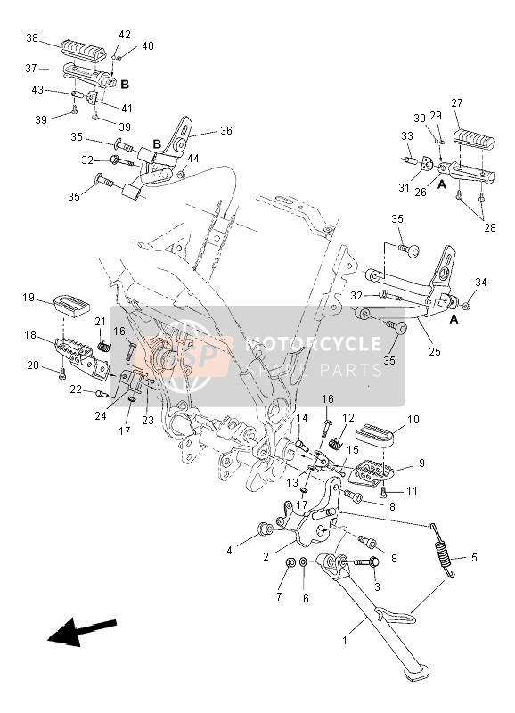 Yamaha XT660Z TENERE 2008 Stand & Footrest for a 2008 Yamaha XT660Z TENERE