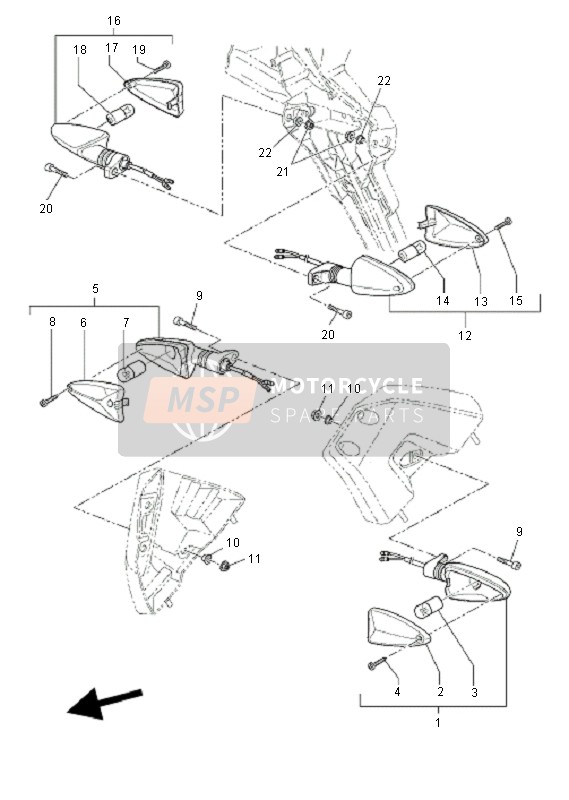 11DH33301100, Ass.Lampeggiatore Posteriore 1, Yamaha, 0