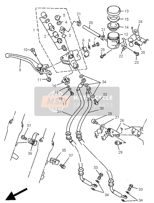 Yamaha TRX850 1998 Front Master Cylinder for a 1998 Yamaha TRX850