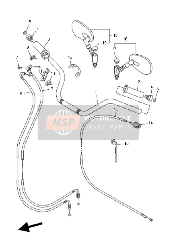 Yamaha XVS1300A MIDNIGHT STAR 2008 Steering Handle & Cable for a 2008 Yamaha XVS1300A MIDNIGHT STAR