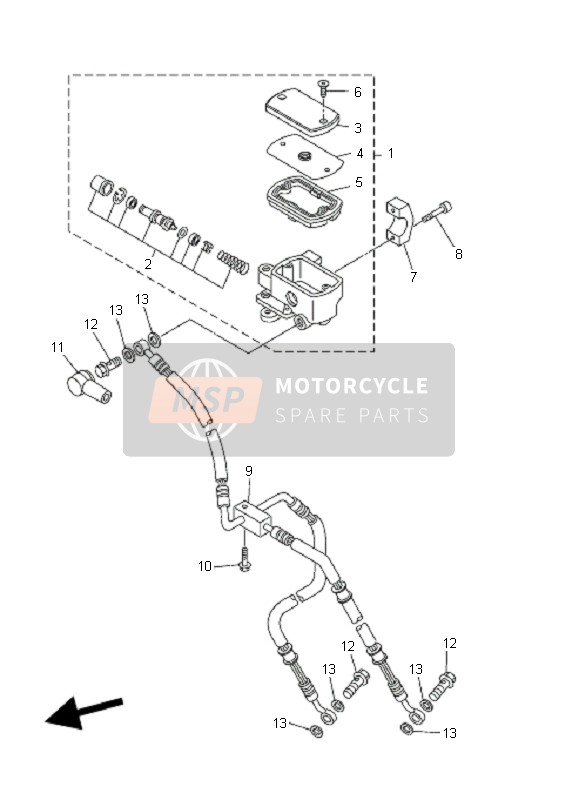 Yamaha XVS1300A MIDNIGHT STAR 2008 Front Master Cylinder for a 2008 Yamaha XVS1300A MIDNIGHT STAR