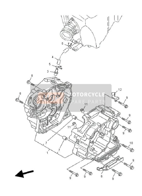 Yamaha YB125SPD 2008 Carter voor een 2008 Yamaha YB125SPD